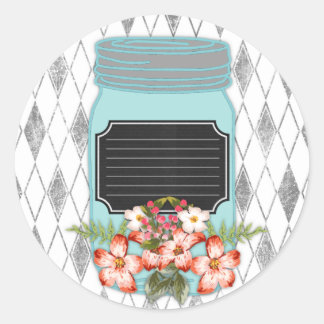 Mason Jar Floral Aangepaste Tekst Label Sticker