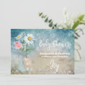 *~* Mason Jar Floral Baby shower Rustieke Waterver Kaart (Staand voorkant)