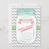 Mason Jar Floral Baby shower Uitnodiging (Voorkant)