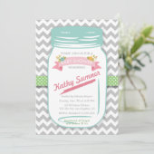 Mason Jar Floral Baby shower Uitnodiging (Staand voorkant)