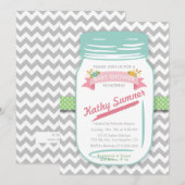 Mason Jar Floral Baby shower Uitnodiging (Voorkant / Achterkant)