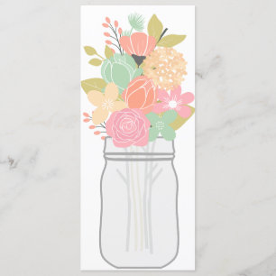 Mason Jar Floral Bouquet 1 Blank Uitnodigingskaart Kaart