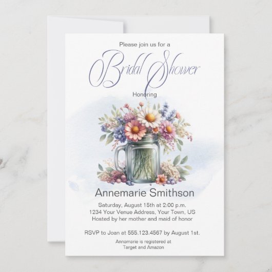 Mason Jar Floral Bouquet Vrijgezellenfeest Kaart (Voorkant)