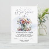 Mason Jar Floral Bouquet Vrijgezellenfeest Kaart (Staand voorkant)