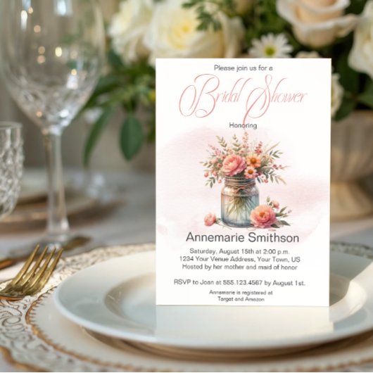 Mason Jar Floral Bouquet Vrijgezellenfeest Kaart