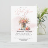 Mason Jar Floral Bouquet Vrijgezellenfeest Kaart (Staand voorkant)