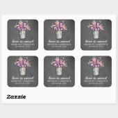 Mason Jar Floral Bruiloft Vierkante Sticker (Vel)