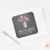 Mason Jar Floral Bruiloft Vierkante Sticker (Envelop)