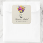 Mason Jar Floral Bruiloft Vierkante Sticker (Tas)