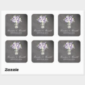 Mason Jar Floral Bruiloft Vierkante Sticker (Vel)