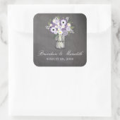 Mason Jar Floral Bruiloft Vierkante Sticker (Tas)