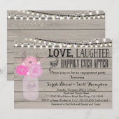 Mason Jar Floral Pink Engagement Part Uitnodiging (Voorkant / Achterkant)