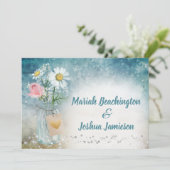 *~* Mason Jar Floral Rustic Waterverf Wedding Kaart (Staand voorkant)