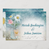 *~* Mason Jar Floral Rustic Waterverf Wedding Kaart (Voorkant / Achterkant)