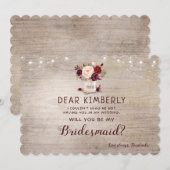 Mason Jar Floral Rustic wordt mijn bruidsmeisje Kaart (Voorkant / Achterkant)