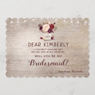 Mason Jar Floral Rustic wordt mijn bruidsmeisje Kaart
