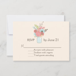  Mason Jar Floral Wedding RSVP Kaart