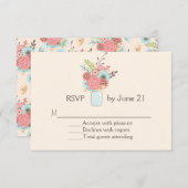  Mason Jar Floral Wedding RSVP Kaart (Voorkant / Achterkant)