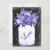 Mason Jar Flower Chalkboard Wedding Invites Indigo Kaart (Achterkant)