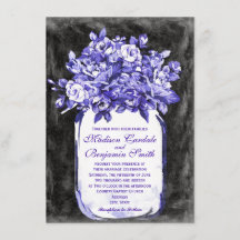 Mason Jar Flower Chalkboard Wedding Invites Indigo
