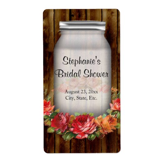 Mason Jar Flower Wreath Vrijgezellenfeest Etiket (Voorkant)