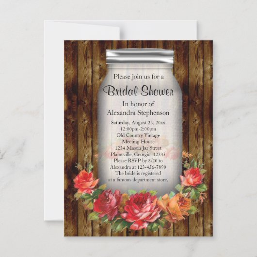 Mason Jar Flower Wreath Vrijgezellenfeest Magnetische Uitnodiging (Voorkant)