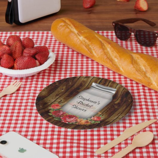 Mason Jar Flower Wreath Vrijgezellenfeest Papieren Bordje (Picknick)