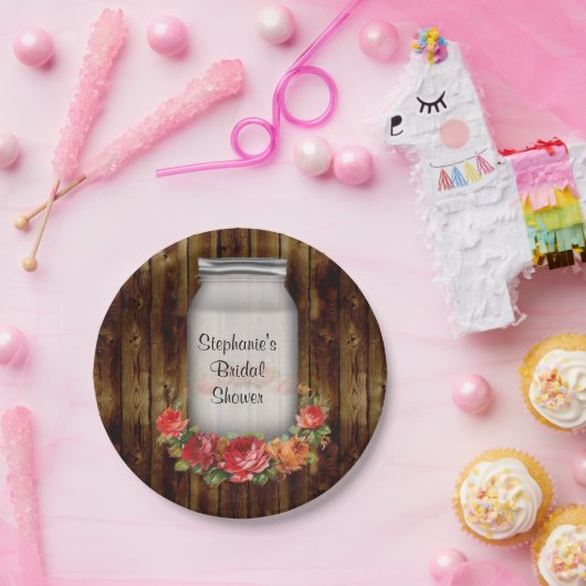 Mason Jar Flower Wreath Vrijgezellenfeest Papieren Bordje (Feest)