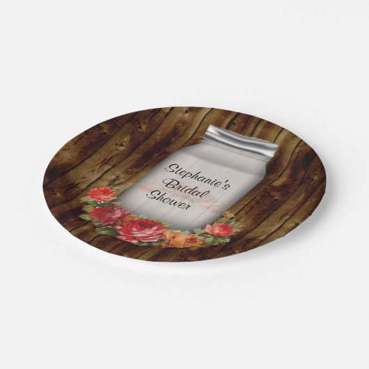 Mason Jar Flower Wreath Vrijgezellenfeest Papieren Bordje (Gekanteld)