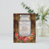 Mason Jar Flower Wreath Vrijgezellenfeest Uitnodiging Briefkaart (Staand voorkant)