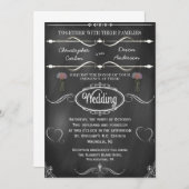 Mason Jar, Flowers and Hearts Chalkboard Wedding Kaart (Voorkant / Achterkant)