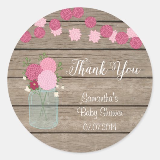 Mason Jar Flowers Baby shower Sticker (Voorkant)