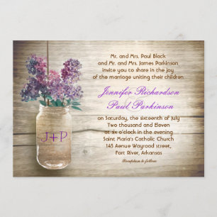 Mason Jar & Flowers bruiloft uitnodiging