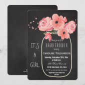 Mason Jar Flowers Chalkboard Baby shower Kaart (Voorkant / Achterkant)