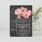 Mason Jar Flowers Chalkboard Baby shower Kaart (Staand voorkant)