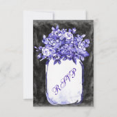 Mason Jar Flowers Chalkboard Indigo RSVP-kaarten RSVP Kaartje (Achterkant)
