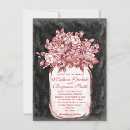 Mason Jar Flowers Chalkboard Wedding Invitations Kaart