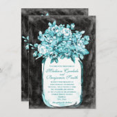Mason Jar Flowers Chalkboard Wedding Invitations Kaart (Voorkant / Achterkant)