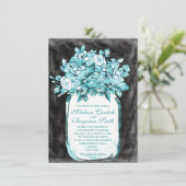 Mason Jar Flowers Chalkboard Wedding Invitations Kaart (Staand voorkant)