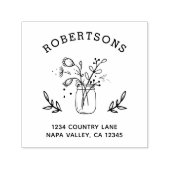 Mason Jar Flowers | Creëer Uw eigen retouradres Zelfinktende Stempel (Design)