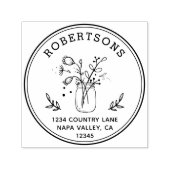 Mason Jar Flowers | Creëer Uw eigen retouradres Zelfinktende Stempel (Design)