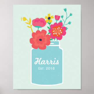 Mason Jar Flowers Familie gevestigd Poster