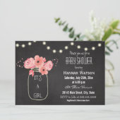 Mason Jar Flowers Lights Chalkboard Baby shower Kaart (Staand voorkant)