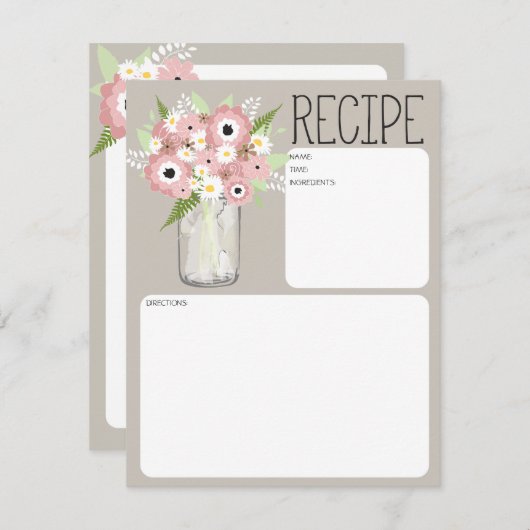 Mason Jar Flowers Recipe Kaart (Voorkant / Achterkant)