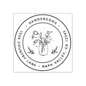Mason Jar Flowers Rond retouradres Rubberstempel (Afrduk)