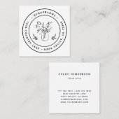 Mason Jar Flowers Round Logo Vierkante Visitekaartje (Voorkant / Achterkant)