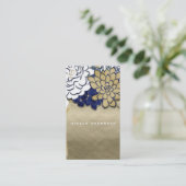 Mason Jar Flowers Rustic Blue Gold Floral Chic Visitekaartje (Staand voorkant)