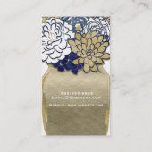 Mason Jar Flowers Rustic Blue Gold Floral Chic Visitekaartje (Achterkant)