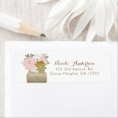 Mason Jar Flowers Rustic Floral Pink & Gold Chic Etiket (Insitu)