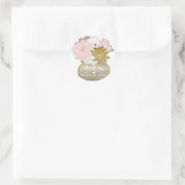Mason Jar Flowers Rustic Floral Pink & Gold Chic Ronde Sticker (Tas)